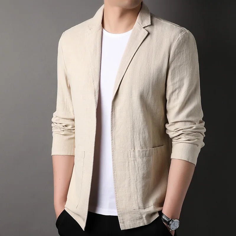 Lätt Linneblandning Blazer med Notch Lapels – Stilren och Andningsbar - STILUNA