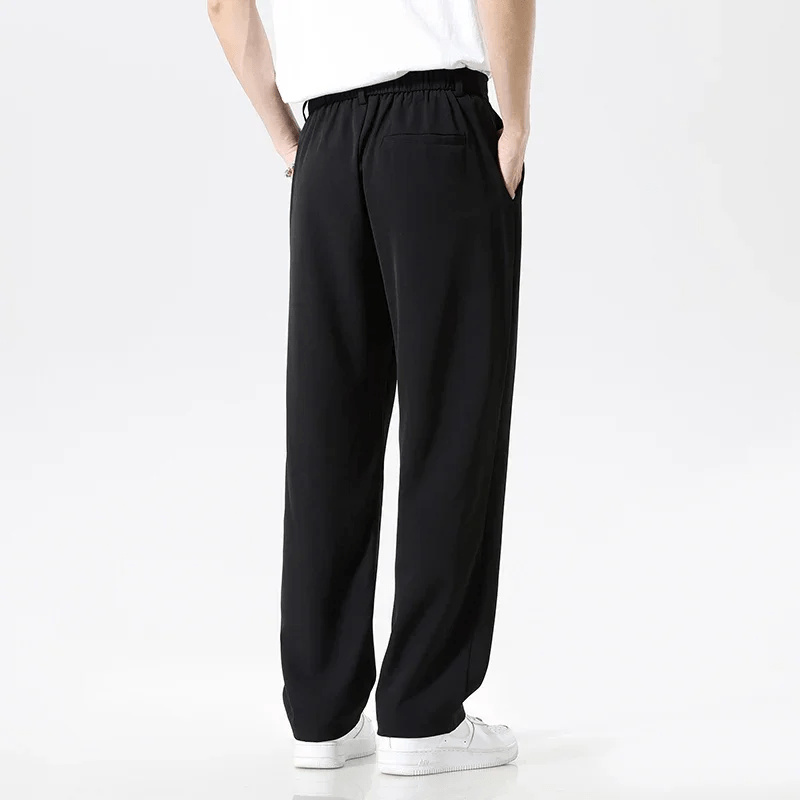 Avslappnade Byxor Dam med Fickor och Elastisk Midja – Klassisk och Modern Stil i Polyester - STILUNA