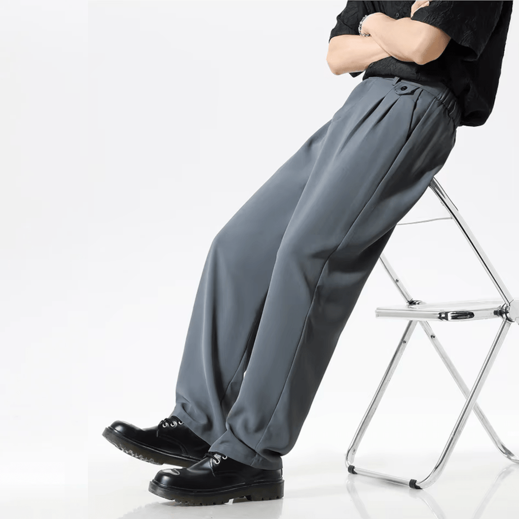 Avslappnade Byxor Dam med Fickor och Elastisk Midja – Klassisk och Modern Stil i Polyester - STILUNA