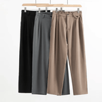 Avslappnade Byxor Dam med Fickor och Elastisk Midja – Klassisk och Modern Stil i Polyester - STILUNA