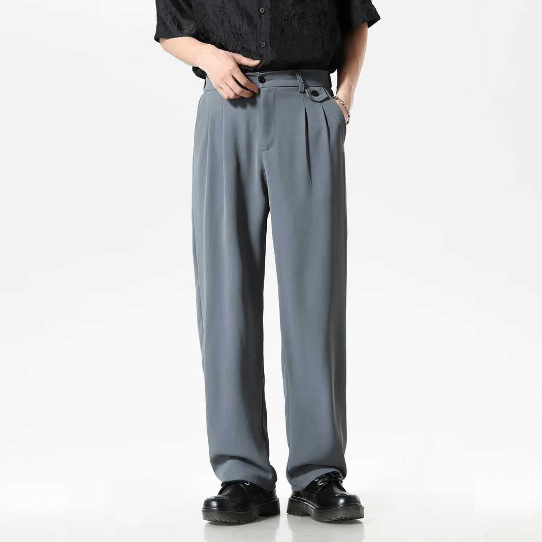 Avslappnade Byxor Dam med Fickor och Elastisk Midja – Klassisk och Modern Stil i Polyester - STILUNA
