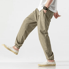 Avslappnade Joggers i Bomull/Linne med Justerbar Midja – Perfekta för Streetwear - STILUNA