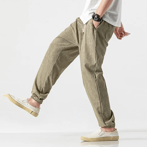 Avslappnade Joggers i Bomull/Linne med Justerbar Midja – Perfekta för Streetwear - STILUNA