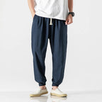 Avslappnade Joggers i Bomull/Linne med Justerbar Midja – Perfekta för Streetwear - STILUNA