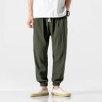 Avslappnade Joggers i Bomull/Linne med Justerbar Midja – Perfekta för Streetwear - STILUNA