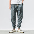 Avslappnade Joggers i Bomull/Linne med Justerbar Midja – Perfekta för Streetwear - STILUNA