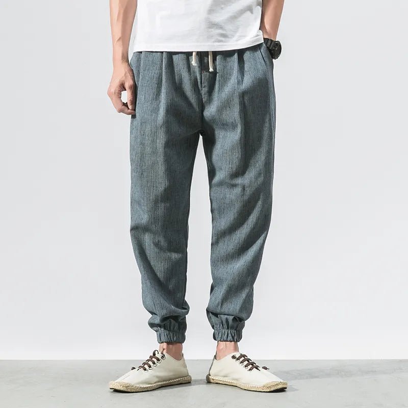 Avslappnade Joggers i Bomull/Linne med Justerbar Midja – Perfekta för Streetwear - STILUNA