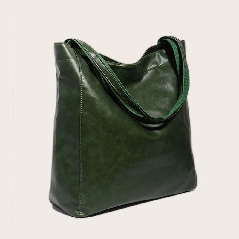 Axelväska Oljevaxläder Stor Kapacitet Modernt Nytt Stort Tote Bag Retro Mjuk Läder Överdimensionerad Shopping Handväska - STILUNA