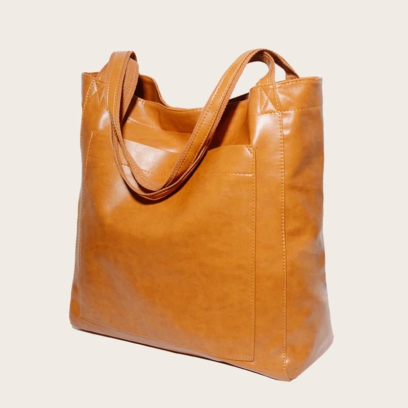 Axelväska Oljevaxläder Stor Kapacitet Modernt Nytt Stort Tote Bag Retro Mjuk Läder Överdimensionerad Shopping Handväska - STILUNA