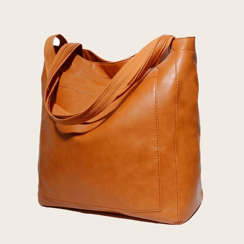 Axelväska Oljevaxläder Stor Kapacitet Modernt Nytt Stort Tote Bag Retro Mjuk Läder Överdimensionerad Shopping Handväska - STILUNA
