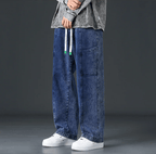 Baggy Streetwear Jeans i Premium 100% Bomull med Elastisk Midja - STILUNA
