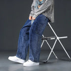 Baggy Streetwear Jeans i Premium 100% Bomull med Elastisk Midja - STILUNA