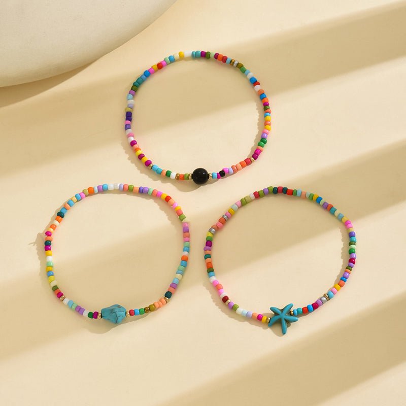 Bohemiskt Armband med Naturstenar och Sjöstjärna – Justerbar Längd 22 cm - STILUNA