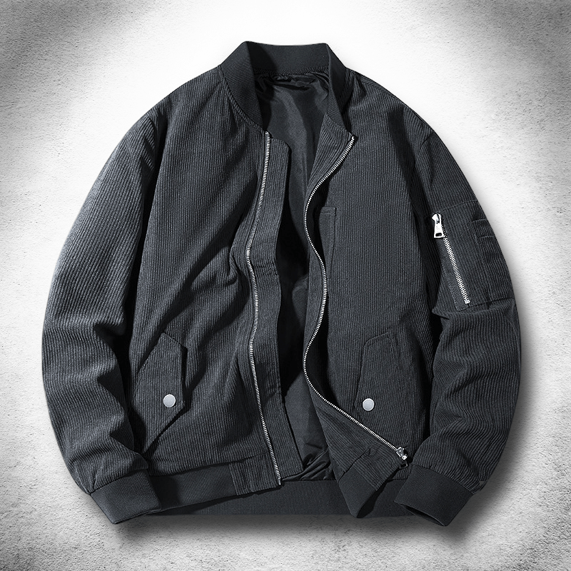 Bomberjacka i Corduroy med Premium Metall Detaljer – Mjuk och Klassisk Design för Tidlös Stil - STILUNA