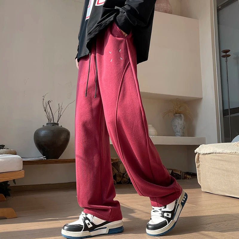 Bredbenade Sweatpants med Justerbar Dragsko – Bekväm Polyesterblandning - STILUNA