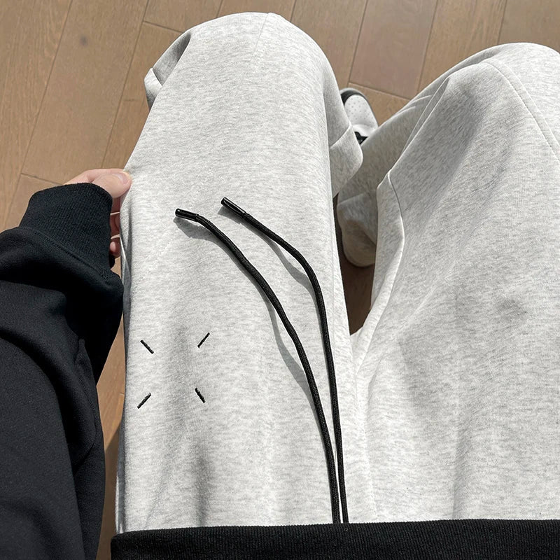 Bredbenade Sweatpants med Justerbar Dragsko – Bekväm Polyesterblandning - STILUNA
