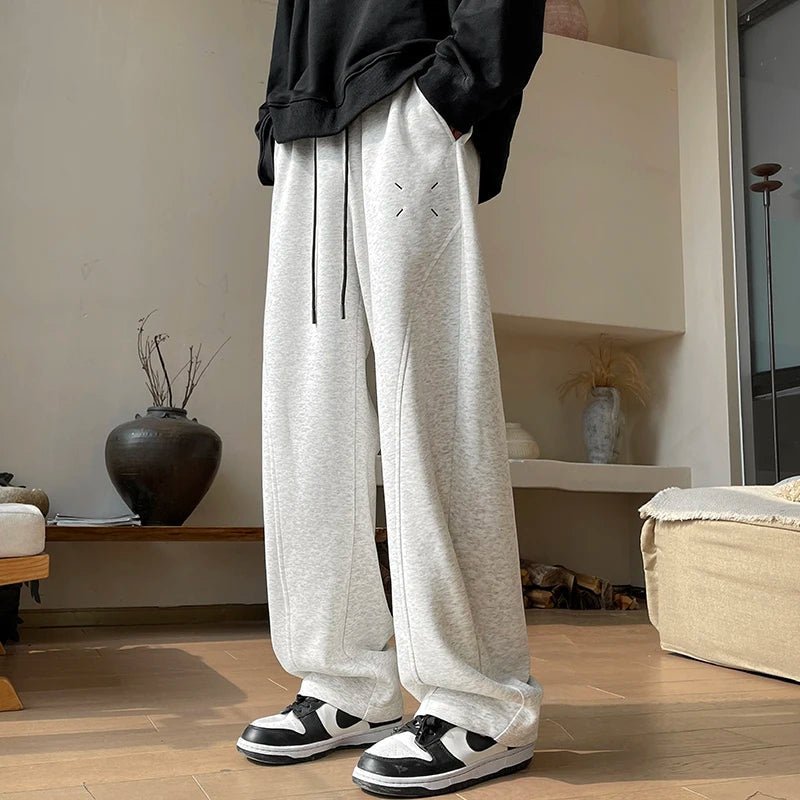 Bredbenade Sweatpants med Justerbar Dragsko – Bekväm Polyesterblandning - STILUNA