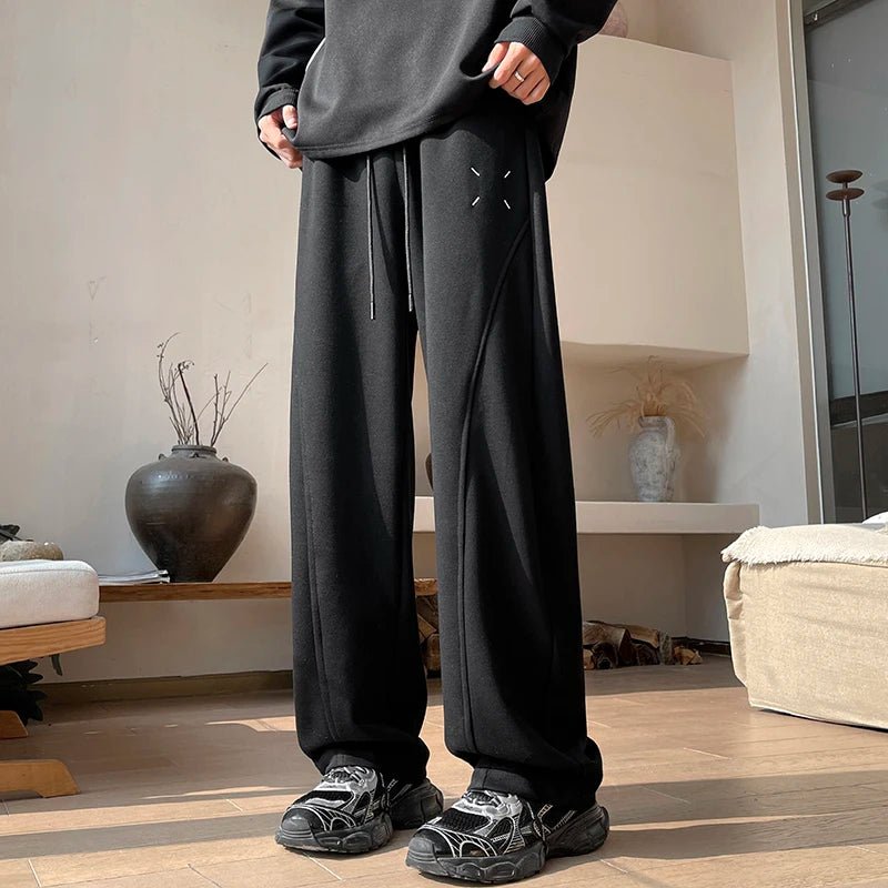 Bredbenade Sweatpants med Justerbar Dragsko – Bekväm Polyesterblandning - STILUNA