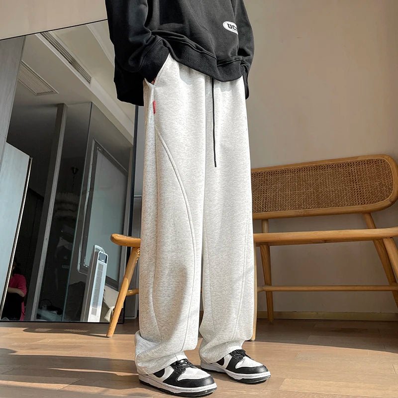 Bredbenade Sweatpants med Justerbar Dragsko – Bekväm Polyesterblandning - STILUNA