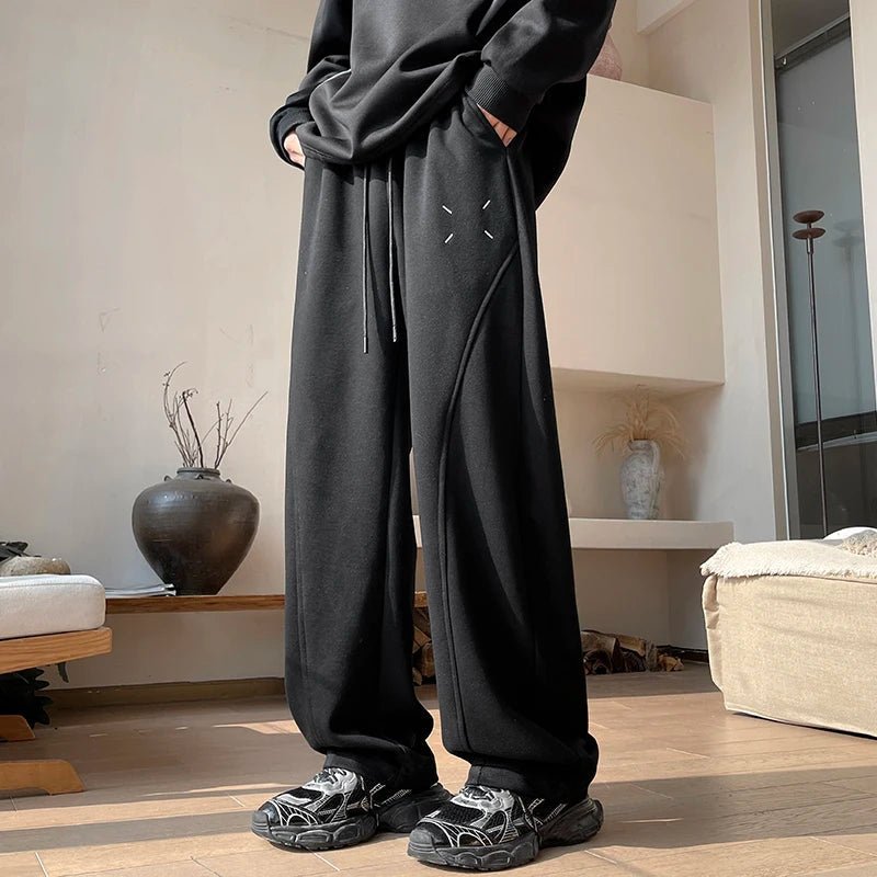 Bredbenade Sweatpants med Justerbar Dragsko – Bekväm Polyesterblandning - STILUNA