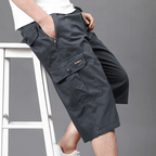 Cargo Shorts för Herrar med Elastisk Midja och Rymliga Fickor – Bekväm Sommarstil - STILUNA