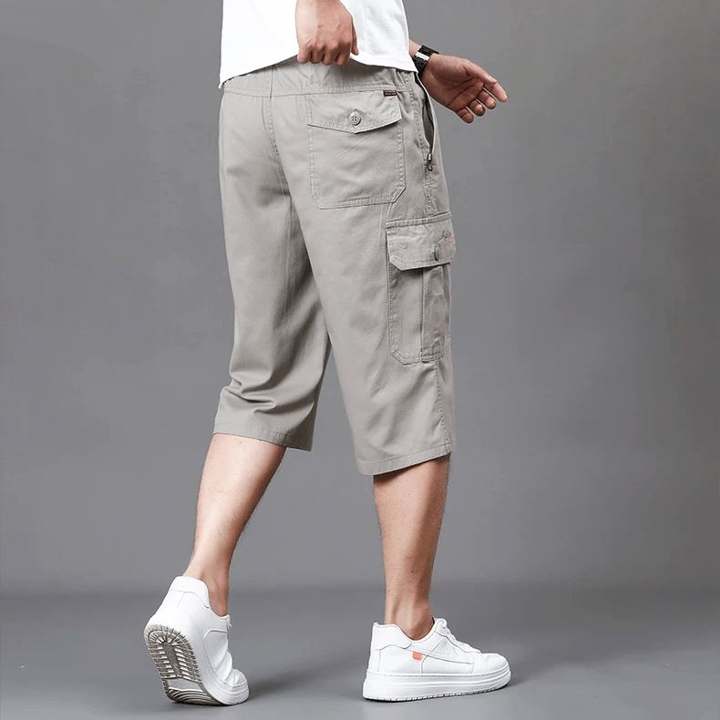 Cargo Shorts för Herrar med Elastisk Midja och Rymliga Fickor – Bekväm Sommarstil - STILUNA