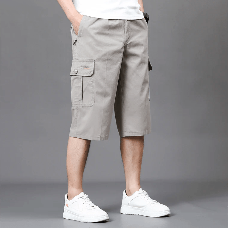 Cargo Shorts för Herrar med Elastisk Midja och Rymliga Fickor – Bekväm Sommarstil - STILUNA