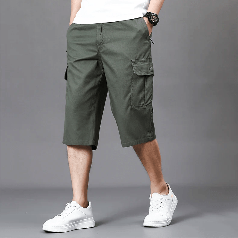 Cargo Shorts för Herrar med Elastisk Midja och Rymliga Fickor – Bekväm Sommarstil - STILUNA