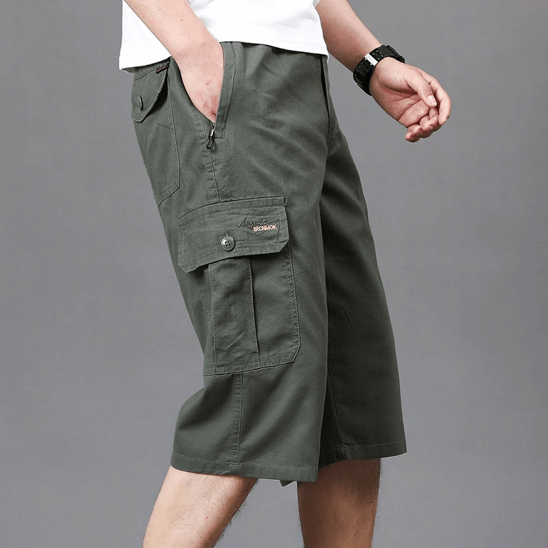 Cargo Shorts för Herrar med Elastisk Midja och Rymliga Fickor – Bekväm Sommarstil - STILUNA