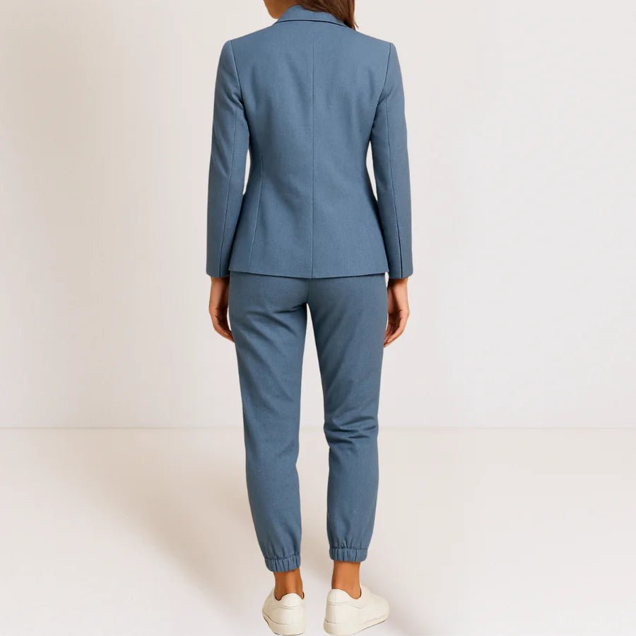Damernas Tvådelade Kostym Ocean Blue Storlek M Stretch Crepe - STILUNA