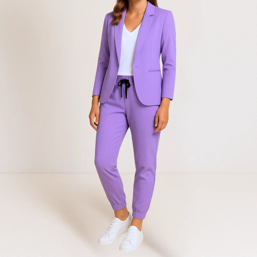 Damernas Tvådelade Kostym Ocean Blue Storlek M Stretch Crepe - STILUNA