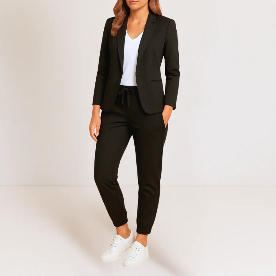 Damernas Tvådelade Kostym Ocean Blue Storlek M Stretch Crepe - STILUNA