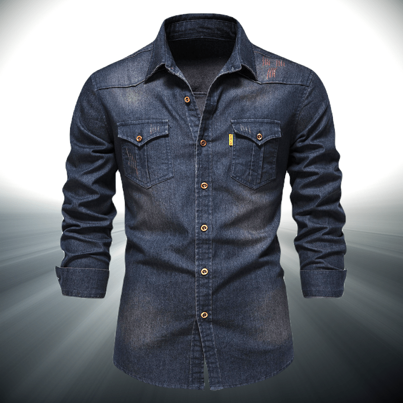 Denimskjorta i Hållbart Material med Western - inspirerad Design – Modern och Avslappnad Stil - STILUNA