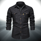 Denimskjorta i Hållbart Material med Western - inspirerad Design – Modern och Avslappnad Stil - STILUNA