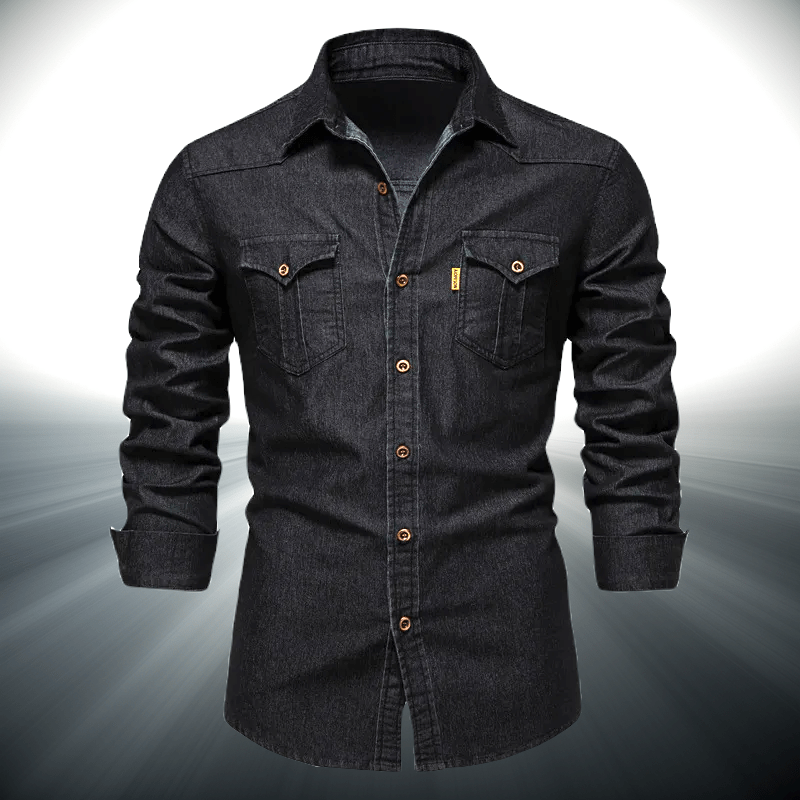 Denimskjorta i Hållbart Material med Western - inspirerad Design – Modern och Avslappnad Stil - STILUNA