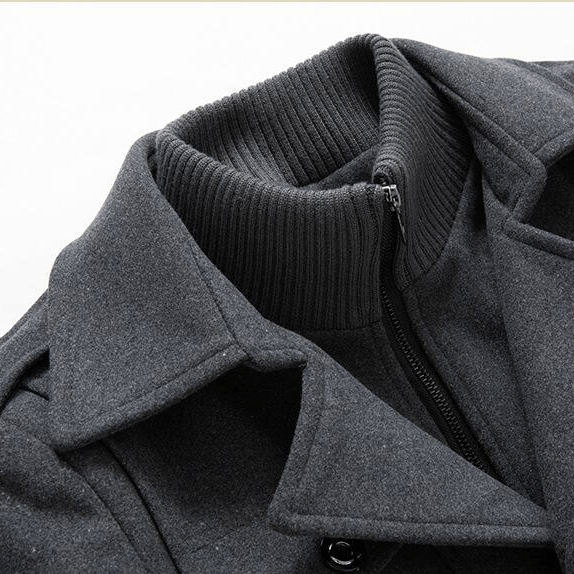 Elegant Herrkappa i Cashmere och Ull med Avtagbar Krage och Bib - STILUNA
