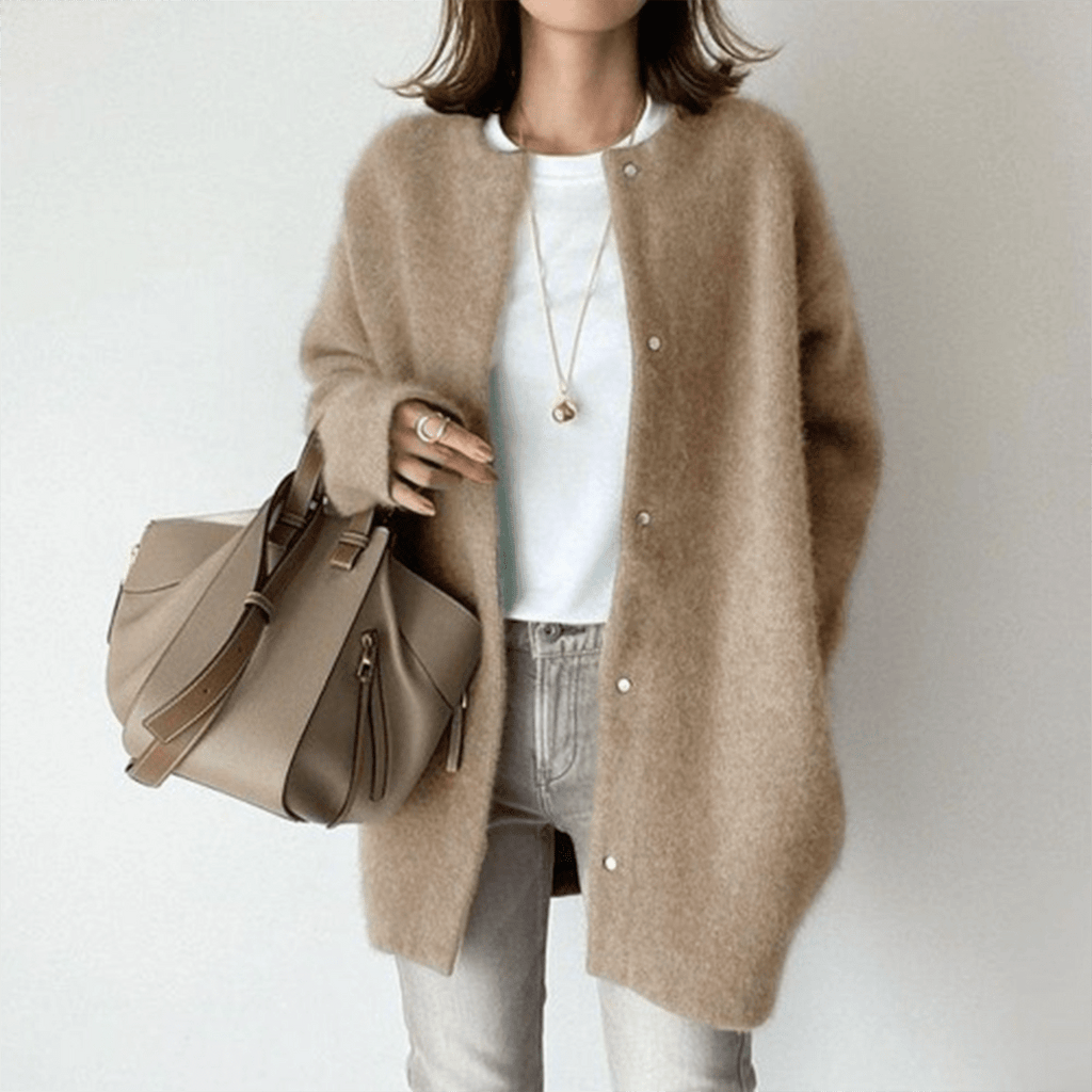 Elegant Långärmad Cardigan i Mjuk Material – Tidlös Stickad Kofta för Vardagsbruk och Helgaktiviteter - STILUNA