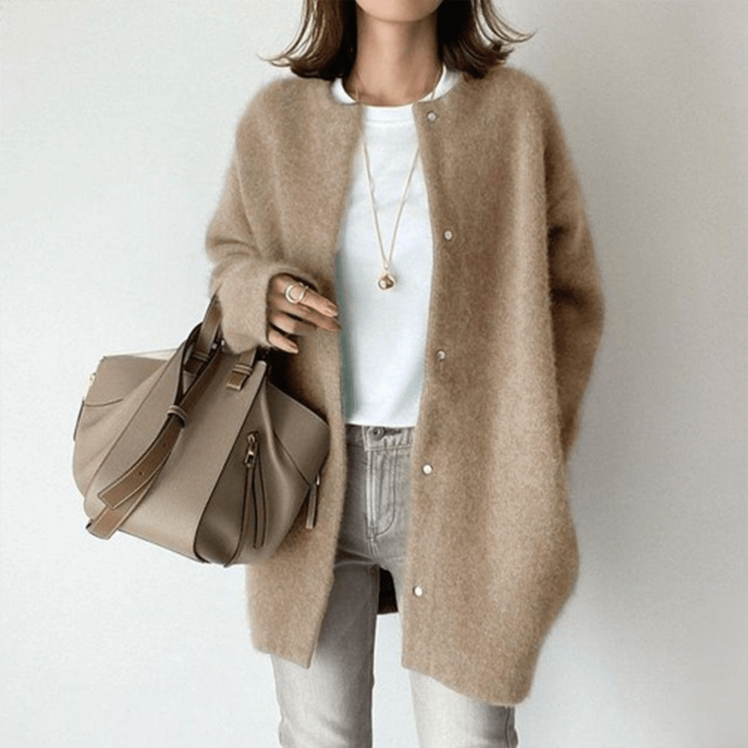 Elegant Långärmad Cardigan i Mjuk Material – Tidlös Stickad Kofta för Vardagsbruk och Helgaktiviteter - STILUNA