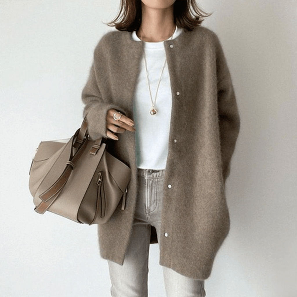 Elegant Långärmad Cardigan i Mjuk Material – Tidlös Stickad Kofta för Vardagsbruk och Helgaktiviteter - STILUNA