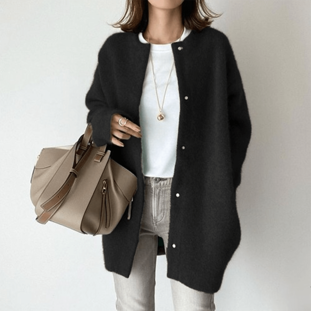 Elegant Långärmad Cardigan i Mjuk Material – Tidlös Stickad Kofta för Vardagsbruk och Helgaktiviteter - STILUNA