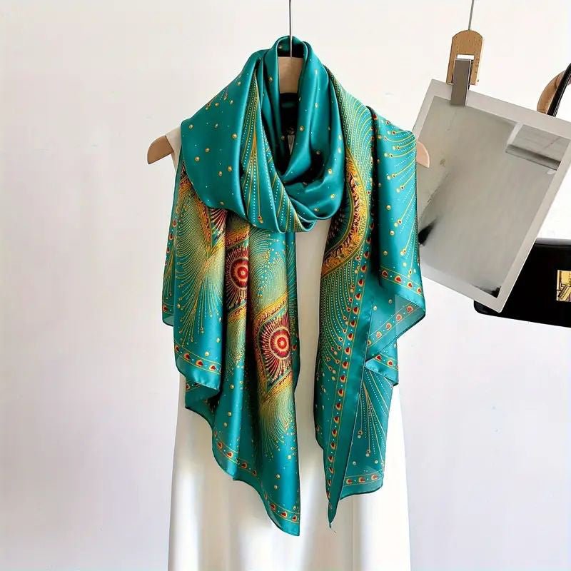 Elegant Vintage Halsduk i 100% Polyester – 180 cm x 90 cm, Tryckt Mönster - STILUNA