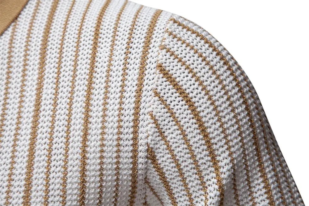 Herrpiké – Randig Mesh Polo med Andasfunktion - STILUNA