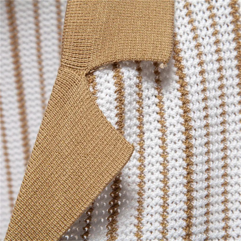 Herrpiké – Randig Mesh Polo med Andasfunktion - STILUNA