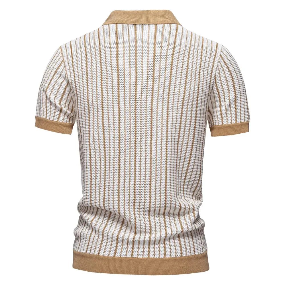 Herrpiké – Randig Mesh Polo med Andasfunktion - STILUNA