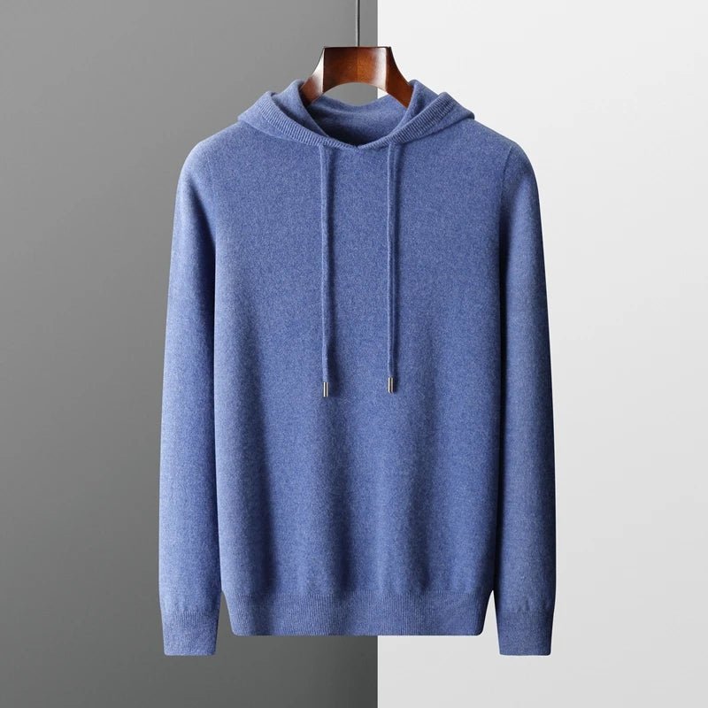 Hoodie i 100% Merinoull för Män – Mjuk och Varm Tröja för Höst och Vinter, Hög Krage, Flera Storlekar - STILUNA