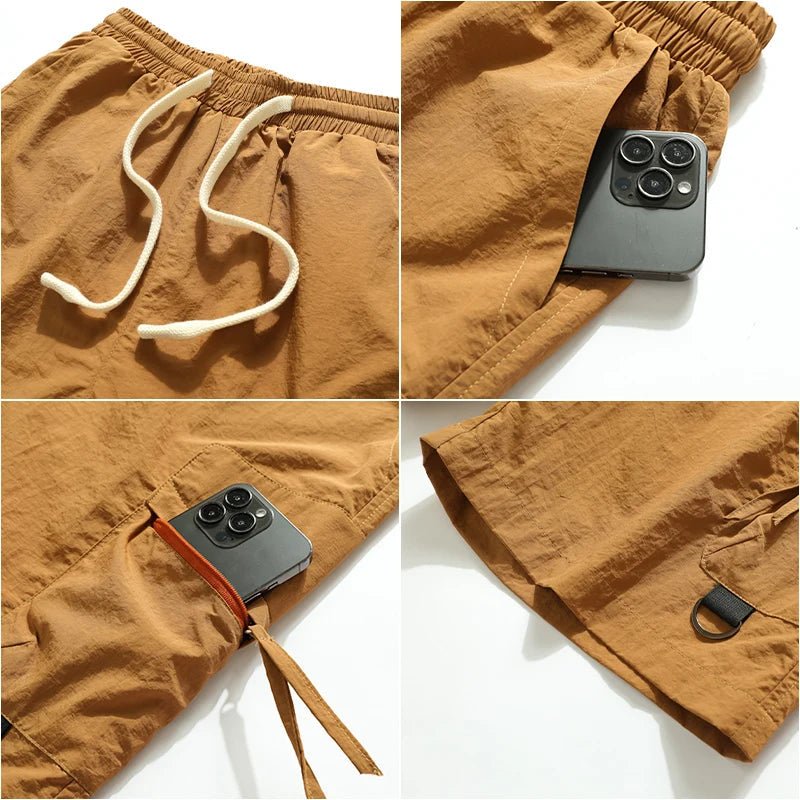 Hybrida Herrshorts i Lätt Fukttransporterande Material med Elastisk Midja och Flera Fickor - STILUNA