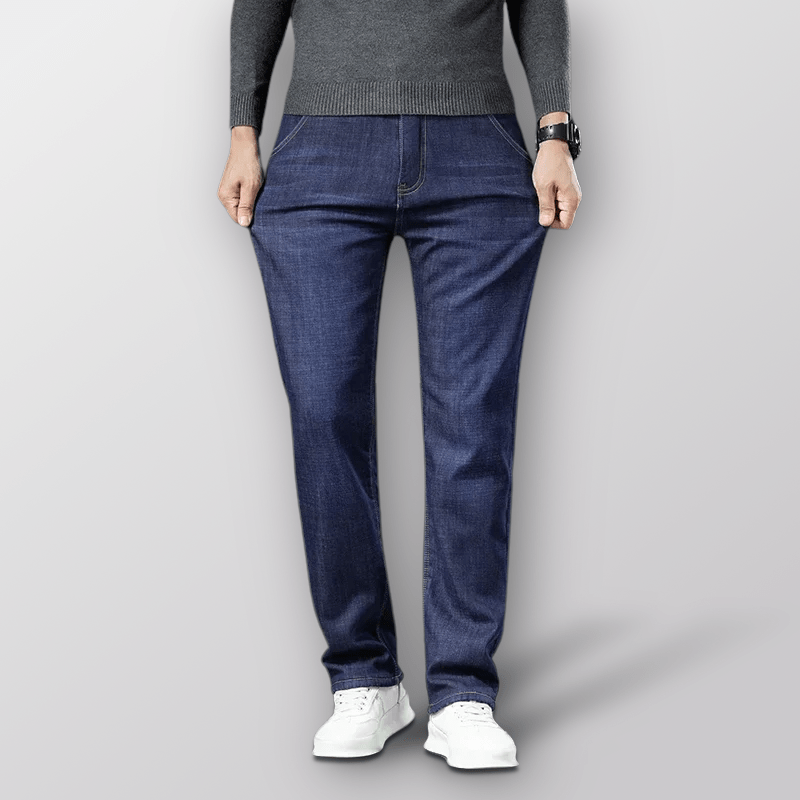Isolerade Jeans Herr med Sherpa - foder och Hög Midja för Kallväder – Stretchig Denim för Komfort - STILUNA