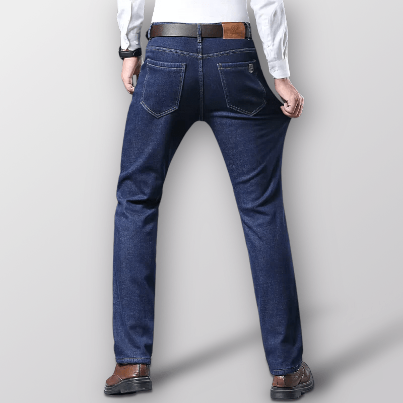 Isolerade Jeans Herr med Sherpa - foder och Hög Midja för Kallväder – Stretchig Denim för Komfort - STILUNA