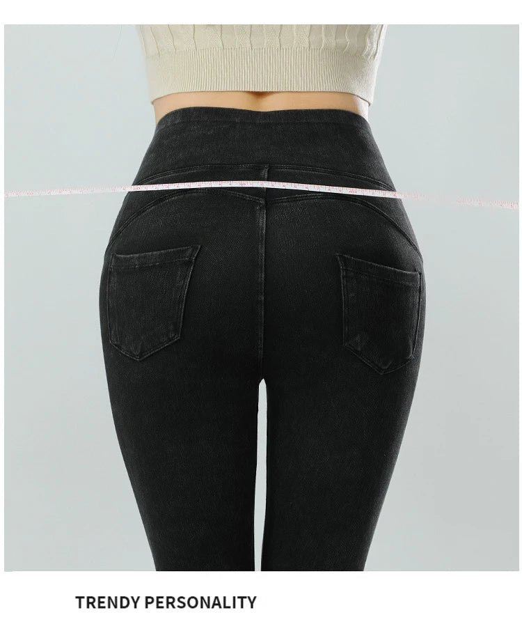 Jean Leggings: Upplev Bekväm Högmidja Med Fickor För Aktiva Kvinnor - STILUNA