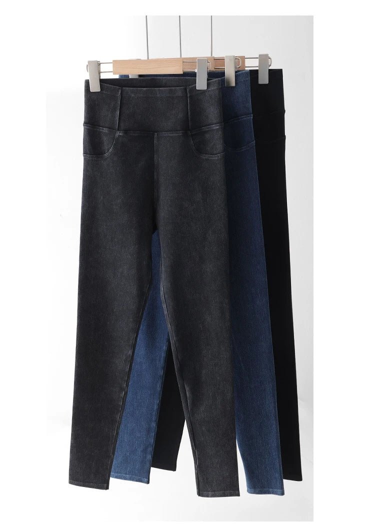 Jean Leggings: Upplev Bekväm Högmidja Med Fickor För Aktiva Kvinnor - STILUNA